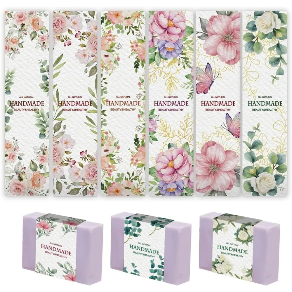 Soap Making Websites - 90PCS Handmade Wrap เทปฉลาก 9 รูปแบบสีน้ําขอบพฤกษศาสตร์สบู่