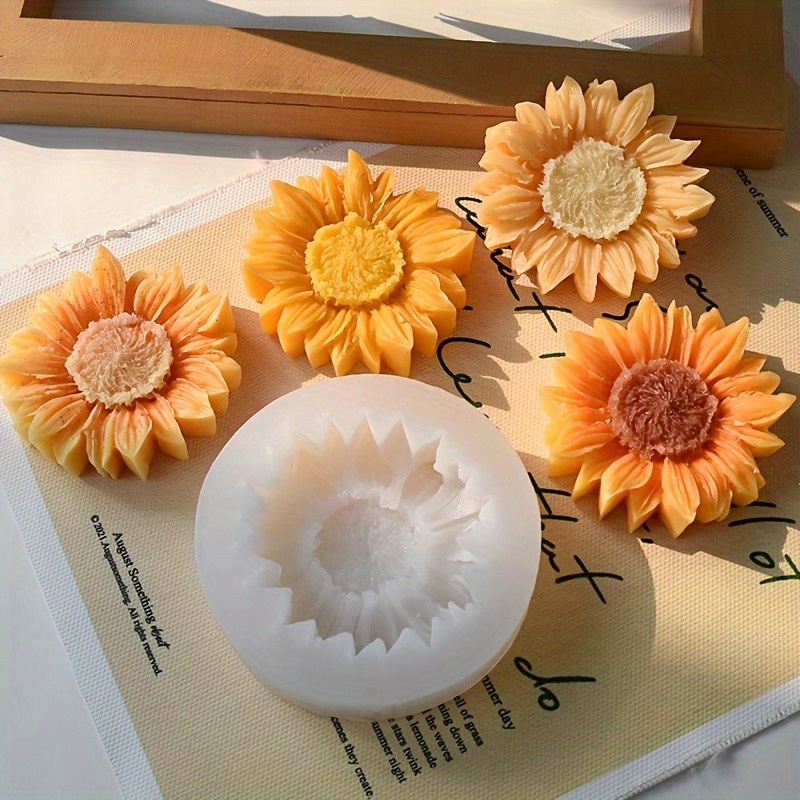 Soap Making Supplies - แม่พิมพ์ซิลิโคนรูปดอกทานตะวัน 3 มิติ สีสันสดใส สำหรับเทียนและสบู่ -