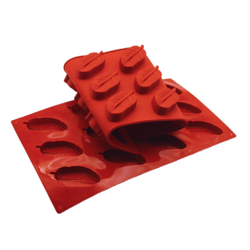 Soap Making Supplies - แม่พิมพ์ซิลิโคนรูปขนนก 12 หลุม สำหรับทำช็อกโกแลต พัฟเค้ก บิสกิต