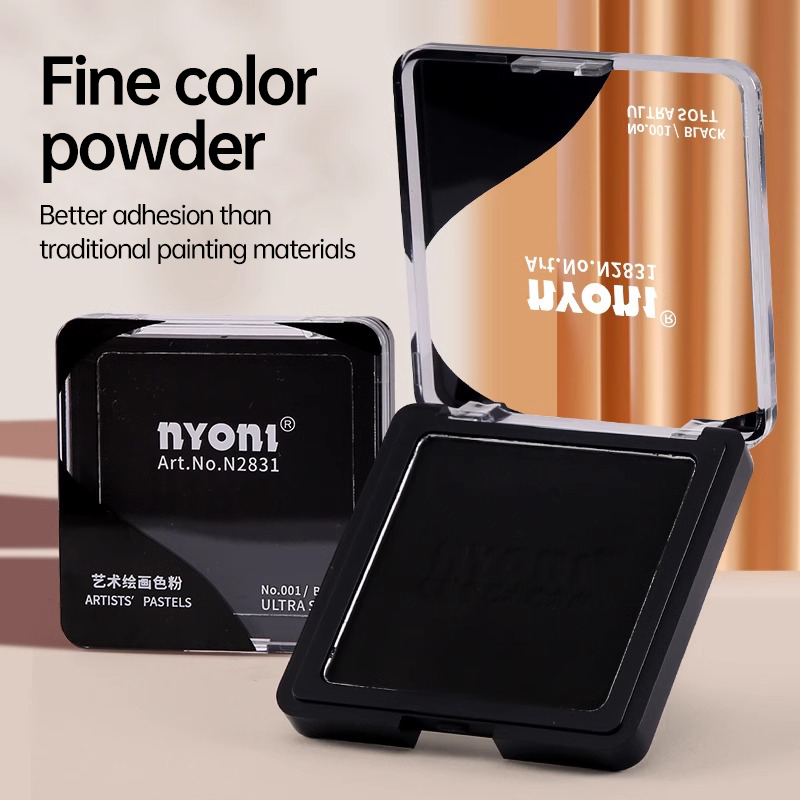 Activated Charcoal Powder - Nyoni ภาพวาดแบบเปียกแห้ง6สีผงสีชาร์โคลกราไฟท์นุ่มพิเศษอุปกรณ์ศิลปะสีพาสเทลกราไฟท์