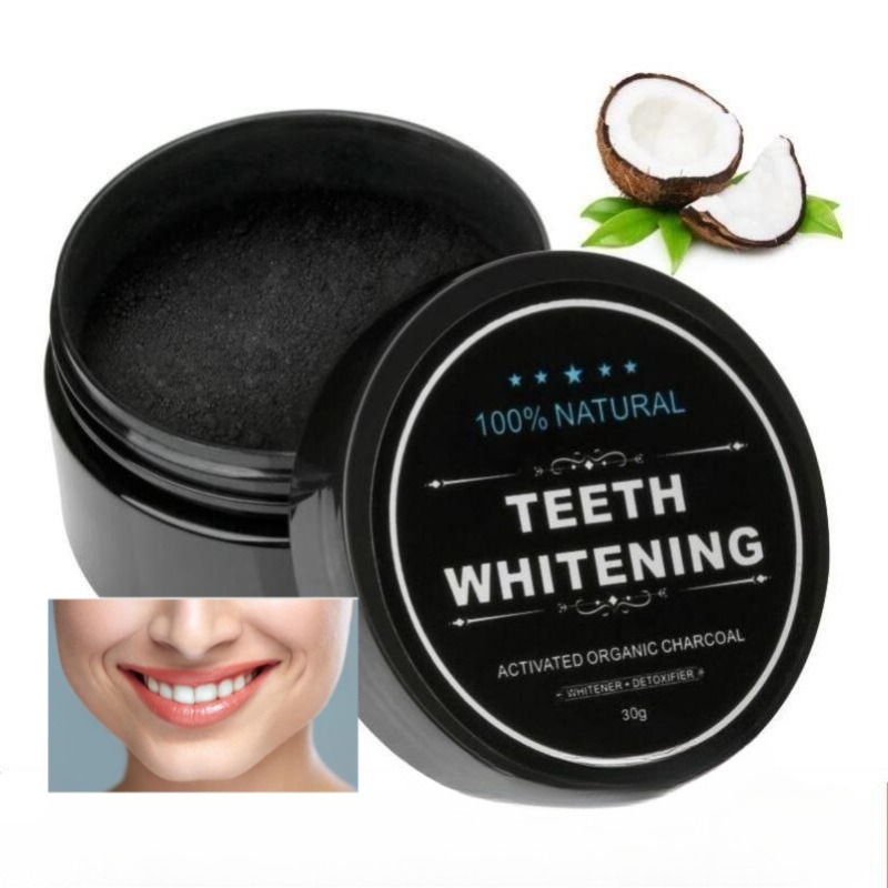 Activated Charcoal Powder - ผงฟอกสีฟันถ่านกัมมันต์ 1 กล่อง, ผงทำความสะอาดฟันถ่าน, ผงถ่านกัมมันต์กะลามะพร้าวคลาสสิก