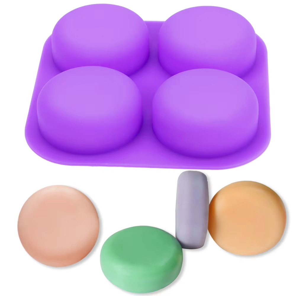 Soap Making Supplies - 1-2 ชิ้น แม่พิมพ์ซิลิโคนทรงกลม 4 ช่อง ใช้ซ้ำได้