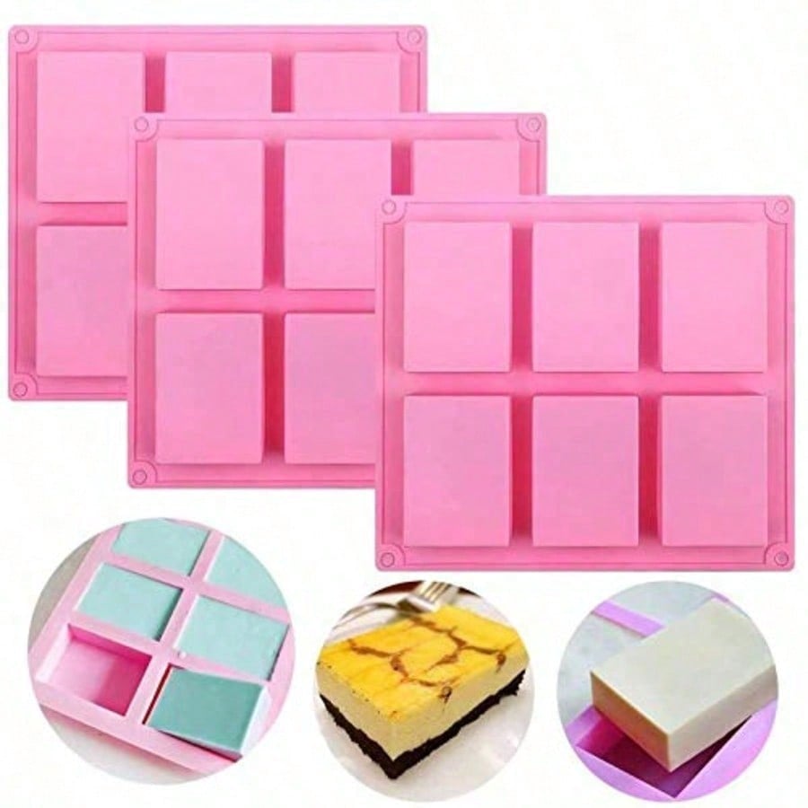 Soap Making Supplies - 1-2 แพ็ค แม่พิมพ์ซิลิโคน DIY 6 ช่อง,